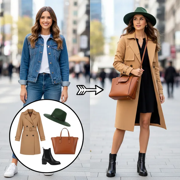 American fashion woman showcasing trendy contemporary style